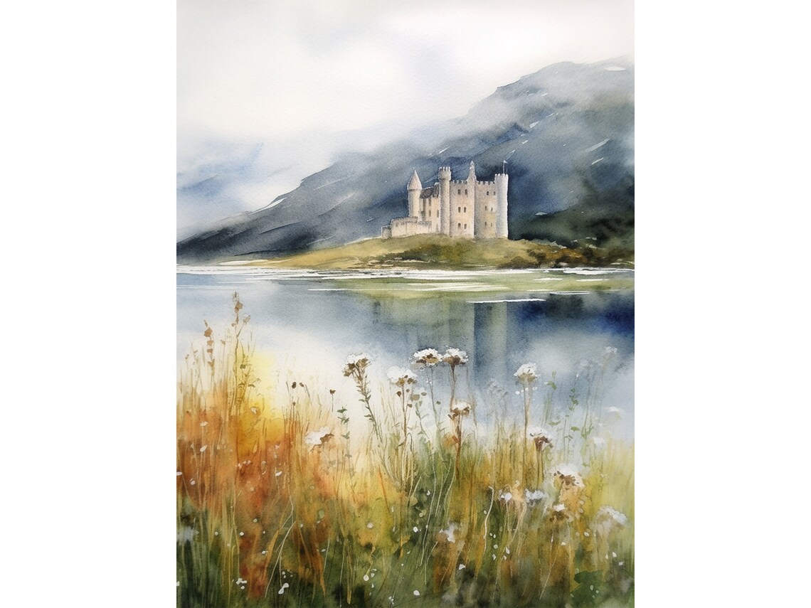 Kilchurn Castle Scotland Watercolor Art Print