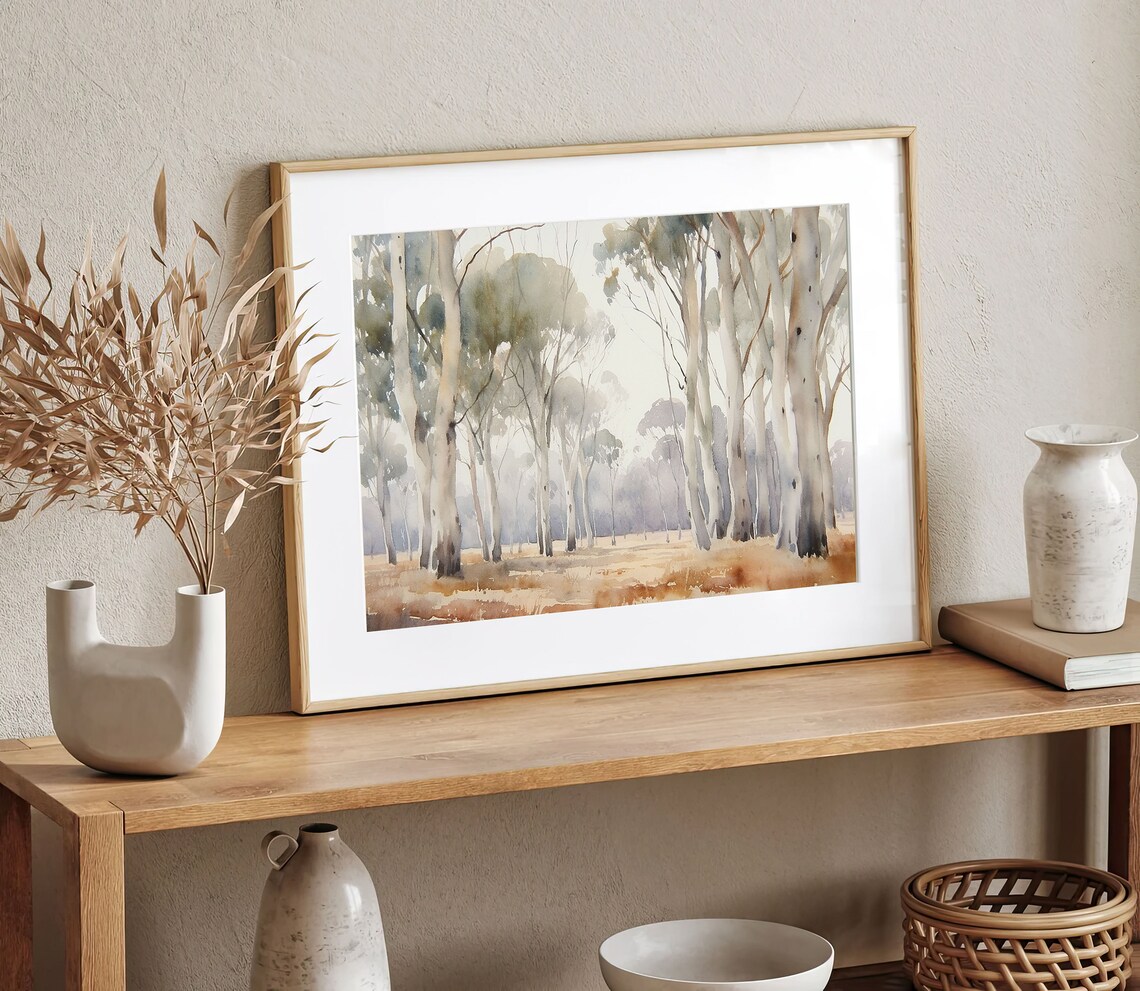 Eucalyptus Watercolor Art Print, Australian Forest Landscape - Image 3