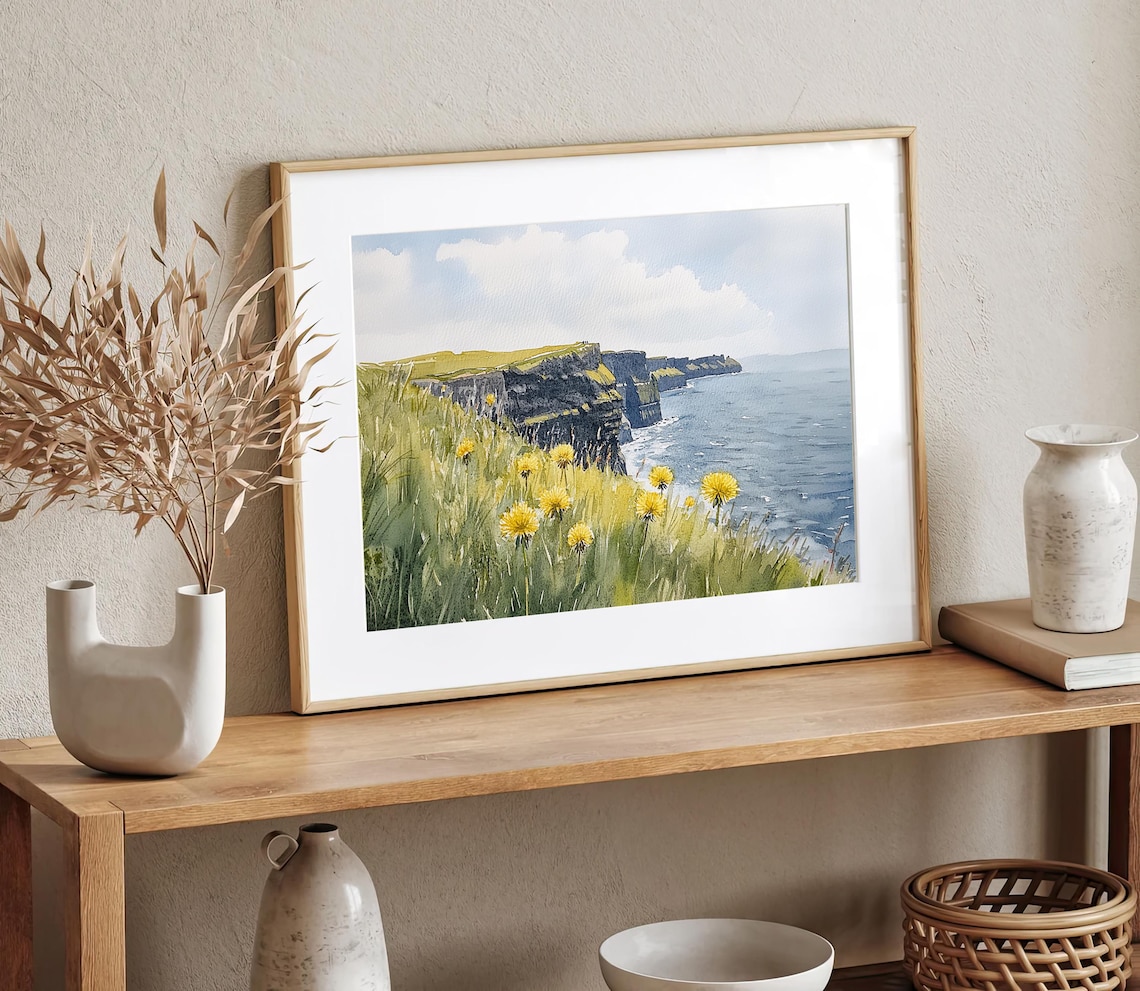 Cliffs Of Moher Watercolor Print, Irish Seascape - Image 2