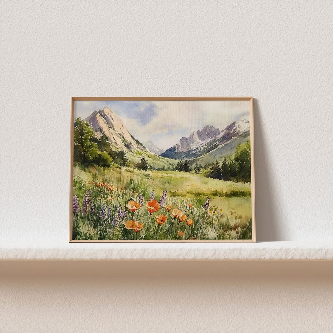 Shenandoah National Park Painting Virginia Watercolor Art Print Blue Ridge Mountains Wall Art Wildflowers Print Orange Poppy Painting - Image 2