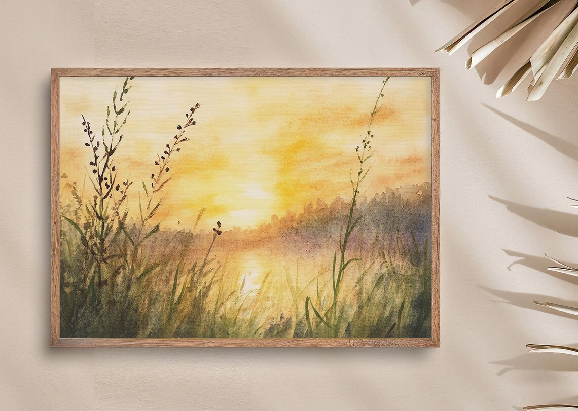 Sacramento River Watercolor Minimalist Landscape Print - Image 3