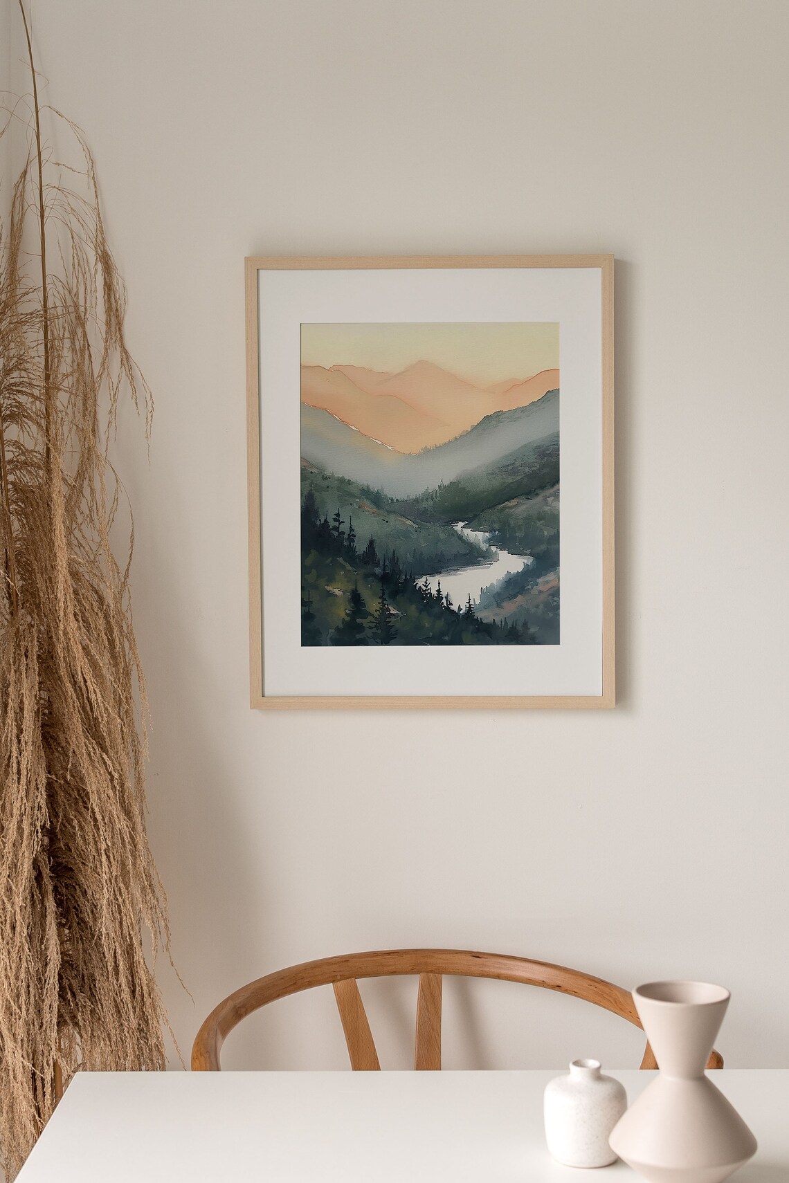 Idaho Salmon River Watercolor Art Print, Mountain Range - Image 2