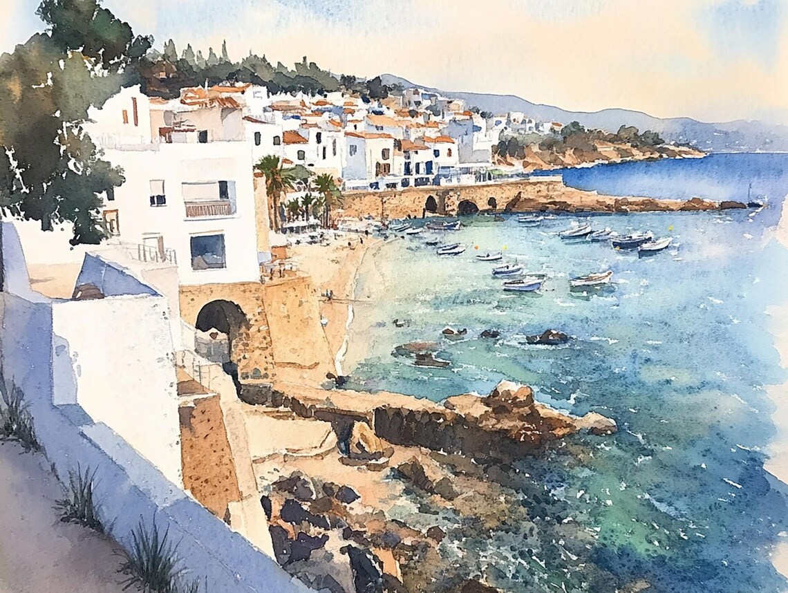 Calella De Palafrugell Watercolor Travel Poster