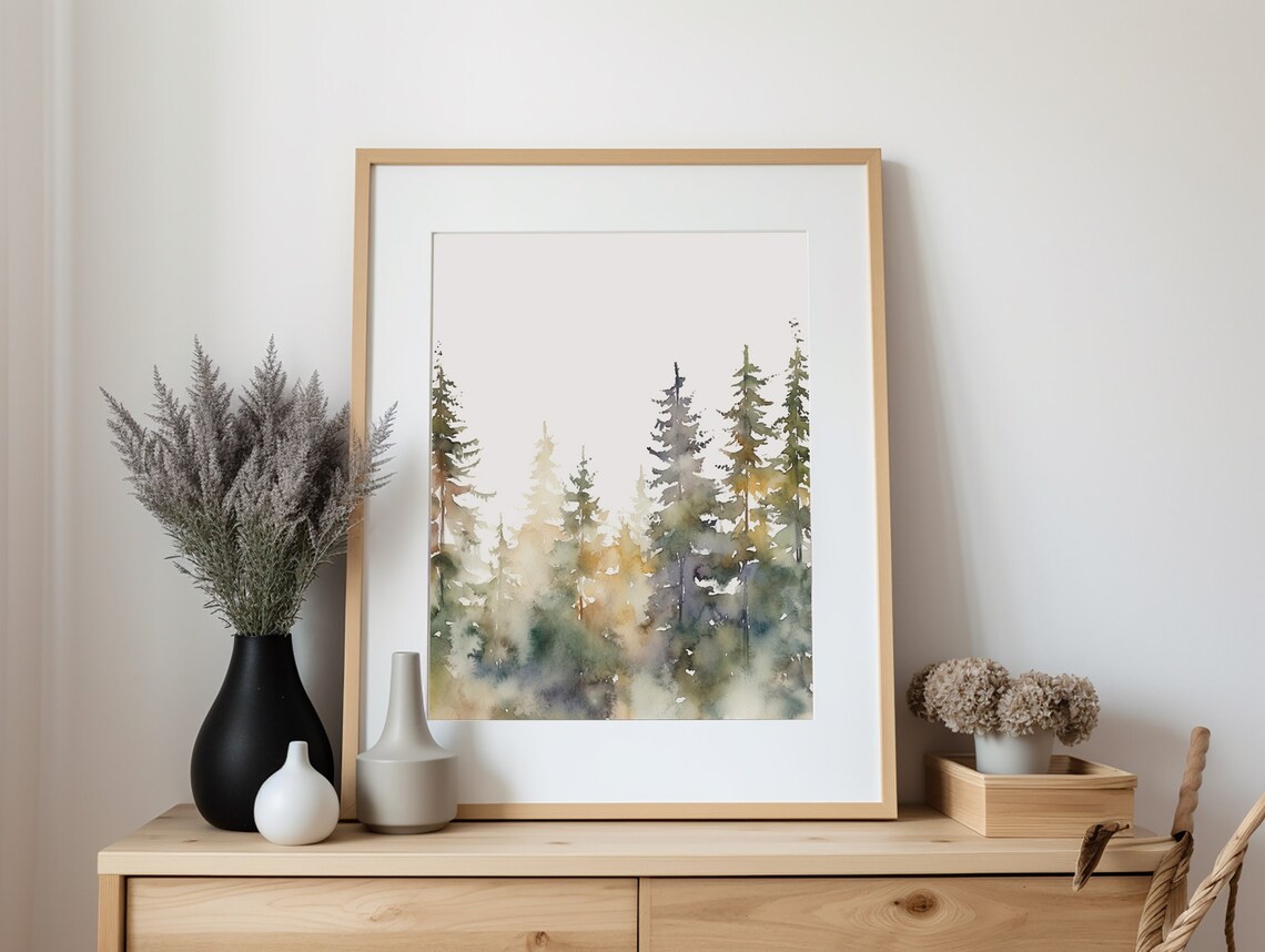 Pine Tree Art Print, Evergreen Forest Watercolor - Image 5