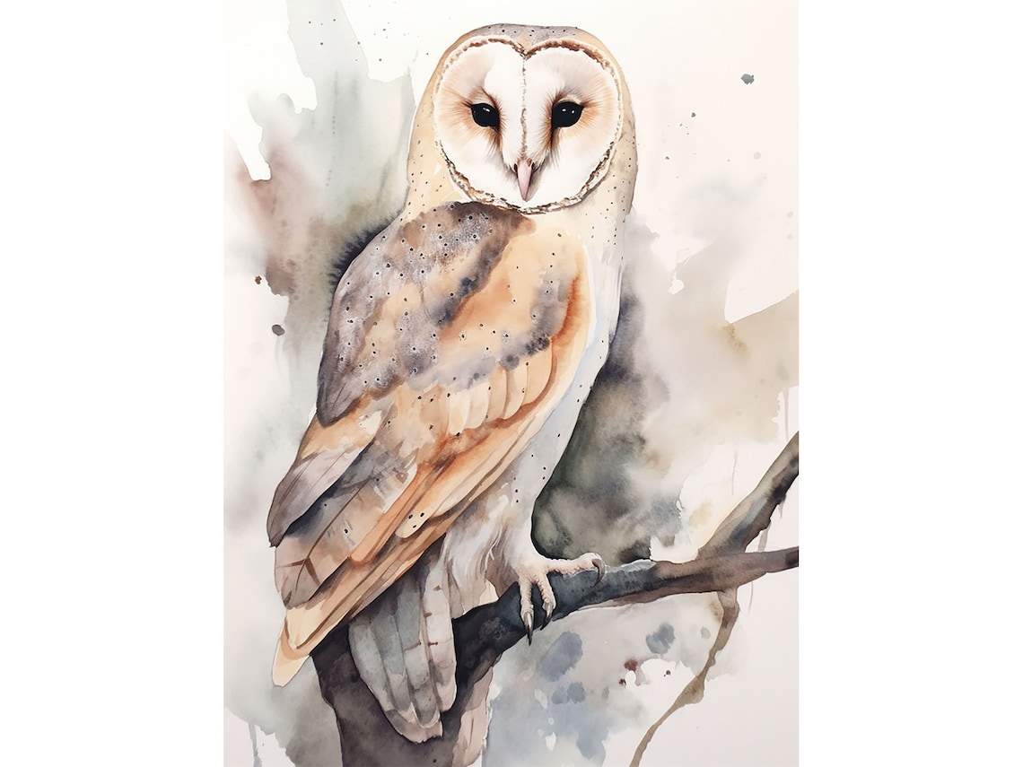 Barn Owl Watercolor Art Print, Farmhouse Decor