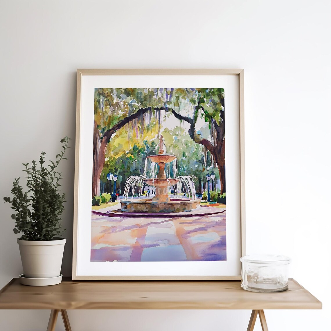 Forsyth Park Savannah Watercolor Travel Poster - Image 4