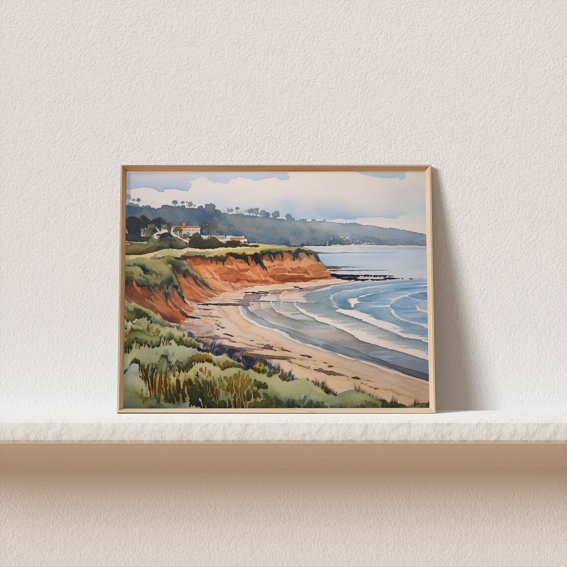 Torrey Pines Watercolor Art Print, San Diego Coast - Image 2