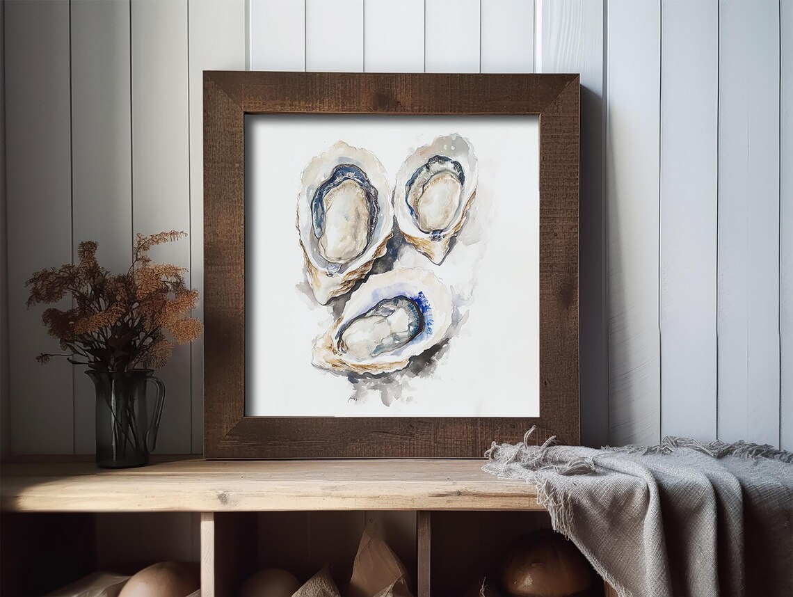 Oysters Watercolor Art Print, Coastal Decor - Image 2