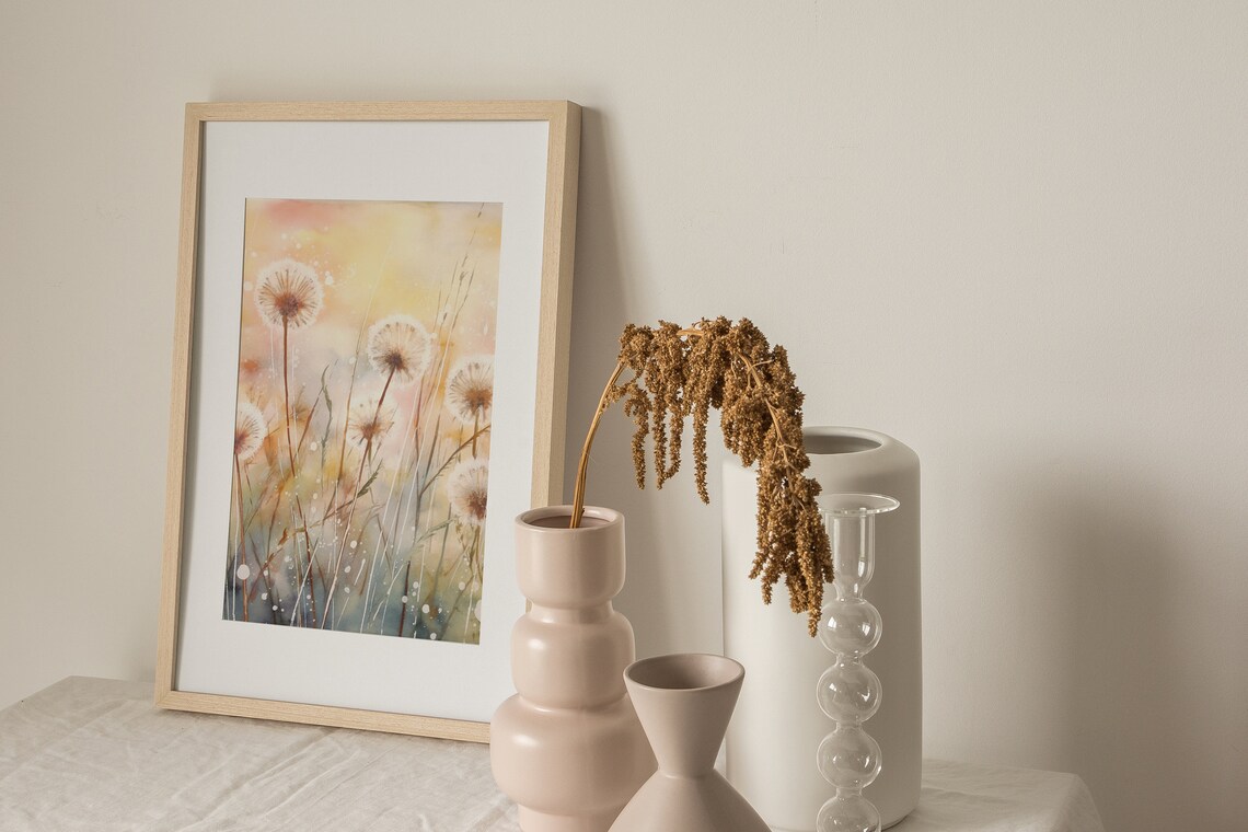 Dandelion Art Print, Floral Watercolor Meadow - Image 4