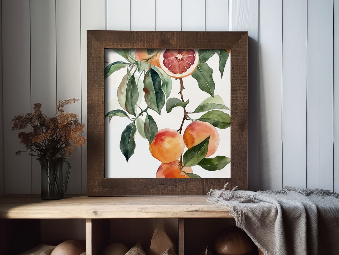 Grapefruit Tree Watercolor Painting Art Print - Image 2