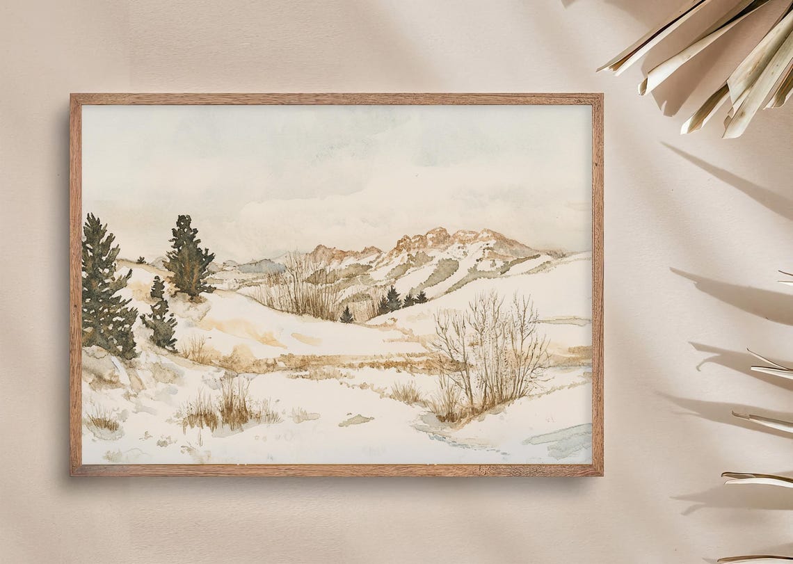 Colorado Rocky Mountains Snowy Winter Peaks Watercolor Poster - Image 3