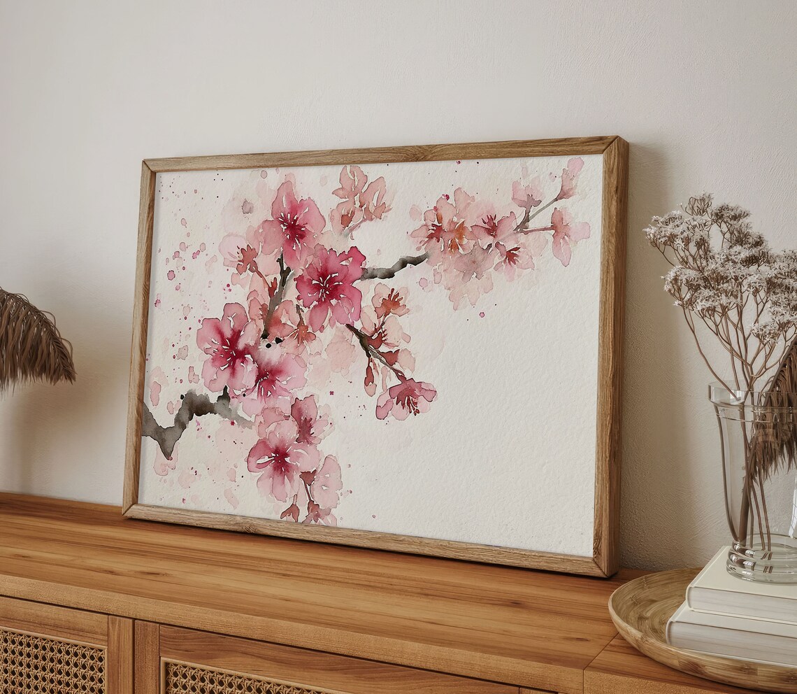 Sakura Cherry Tree Watercolor Art Print, Spring Decor - Image 2