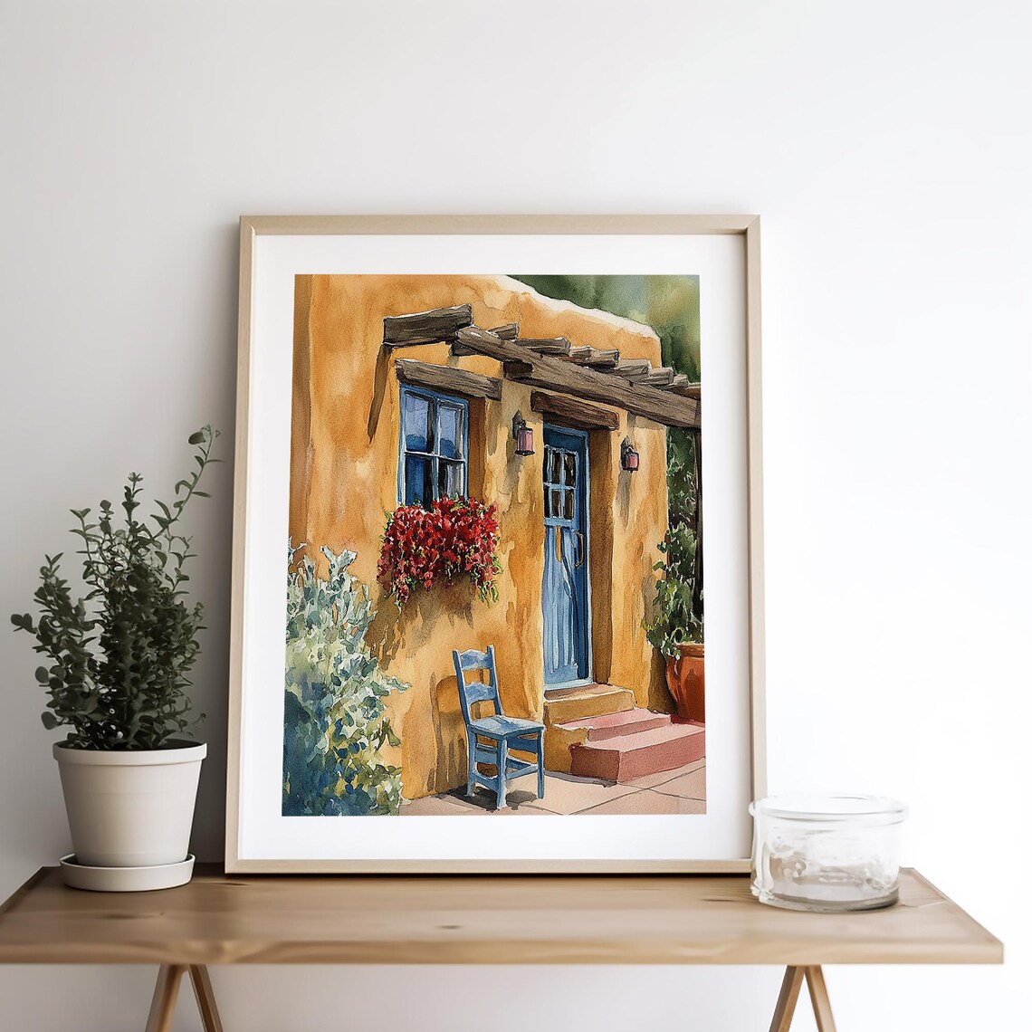 Adobe House Print, Santa Fe Watercolor Travel Poster - Image 4