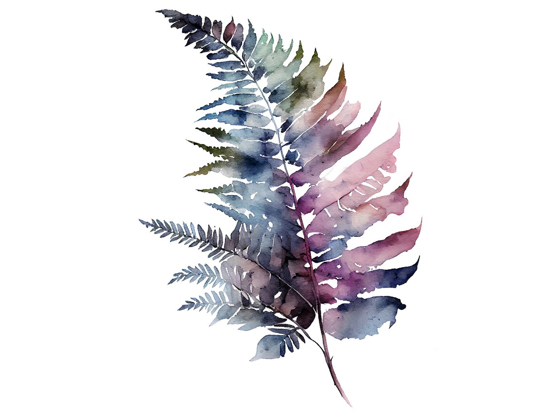 Fern Watercolor Botanical Art Print, Floral Design
