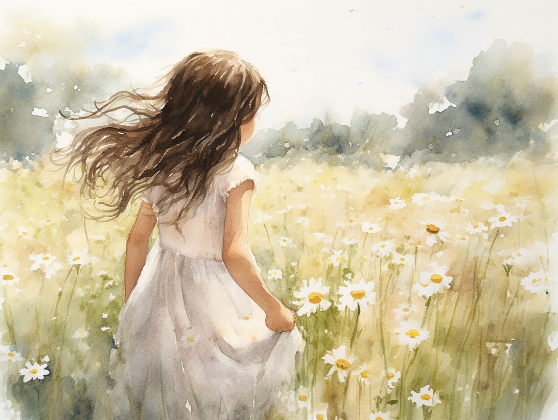 Daisy Field Painting Art Print, Texas Wildflowers