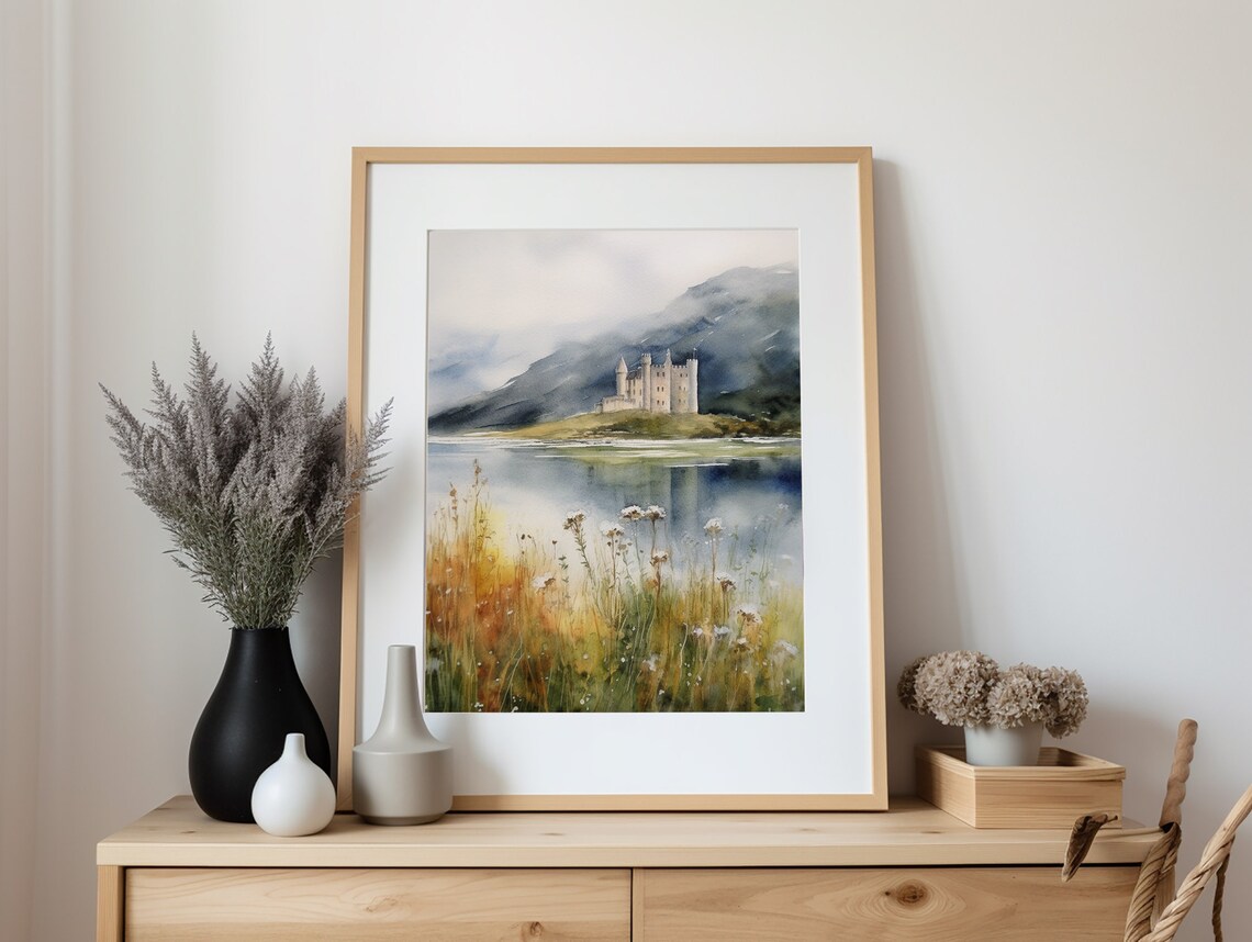Kilchurn Castle Scotland Watercolor Art Print - Image 2
