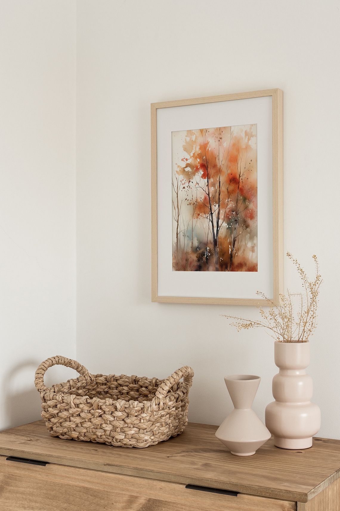 Fall Trees Watercolor Poster, Autumn Forest Landscape - Image 2