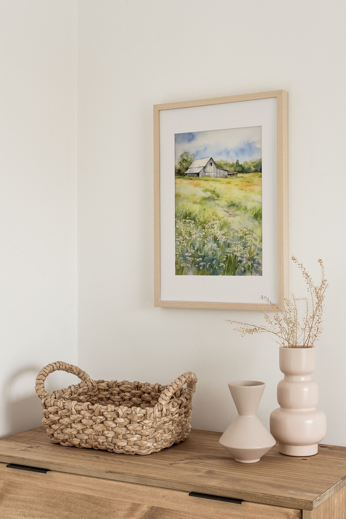 Door County Farm Landscape Watercolor Art Print - Image 3