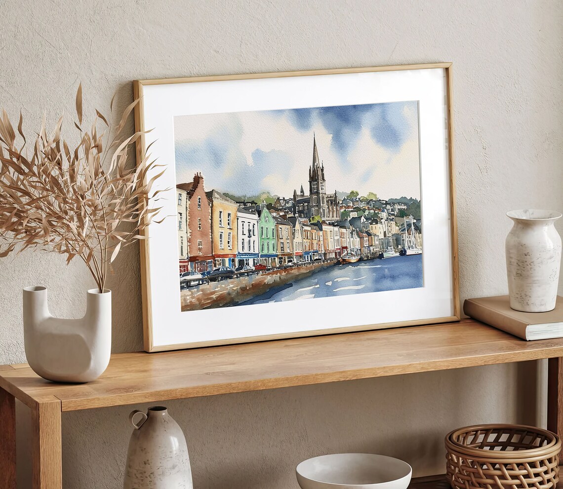 Cobh Ireland Watercolor Travel Poster, Irish Town - Image 3