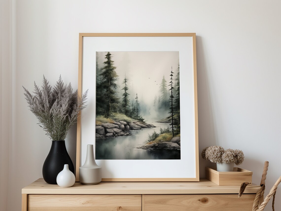 Lochsa River Watercolor Art Print, Idaho Forest - Image 4