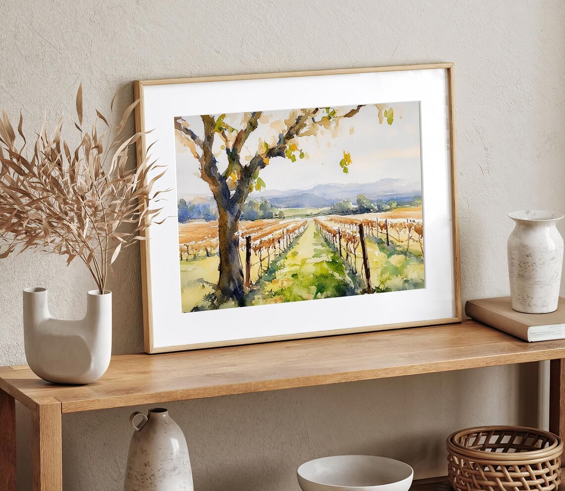 Willamette Valley Watercolor Art Print, Oregon Landscape - Image 2