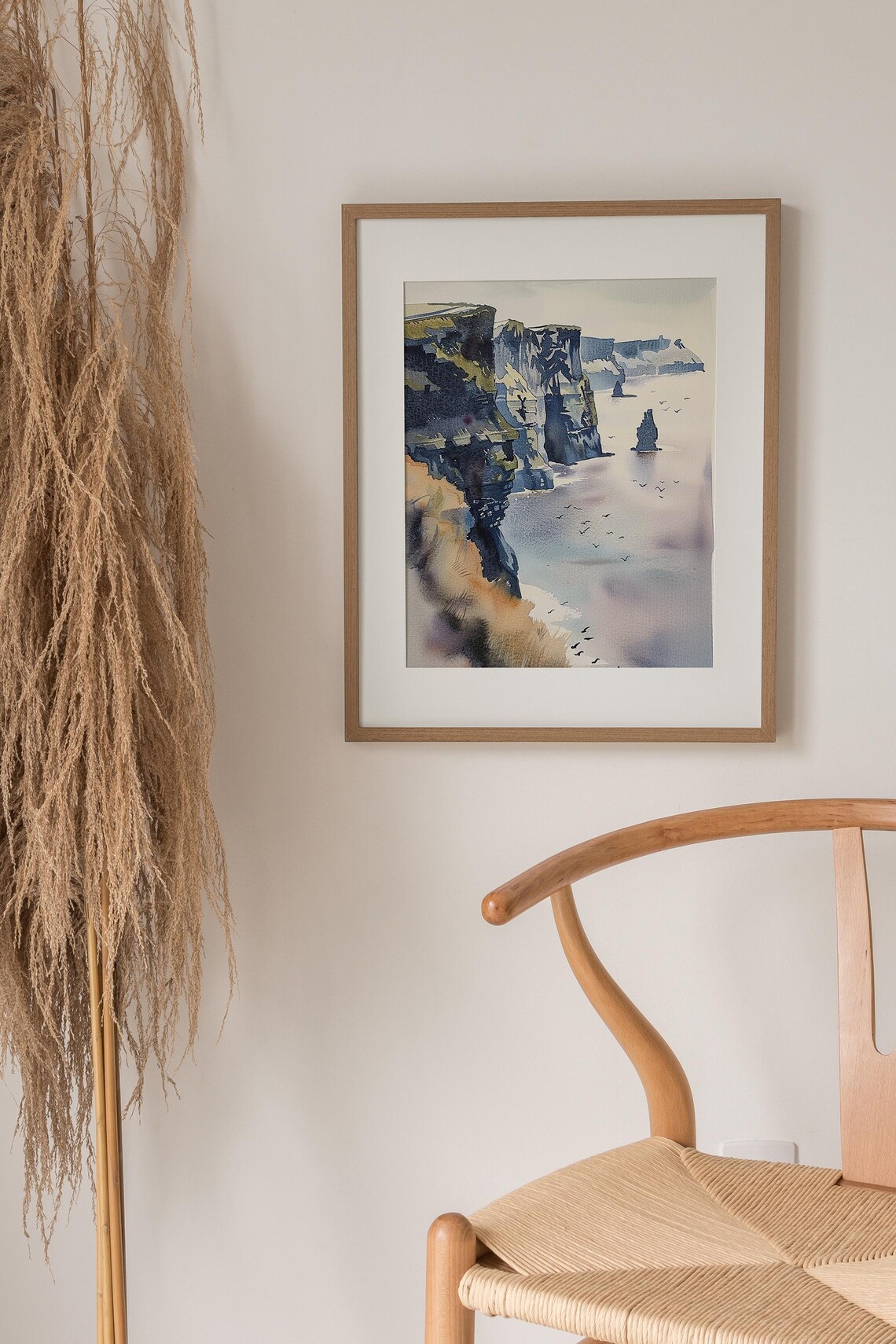 Cliffs of Moher Sunrise Sea Stacks and Seabirds Watercolor Ireland Poster - Image 3