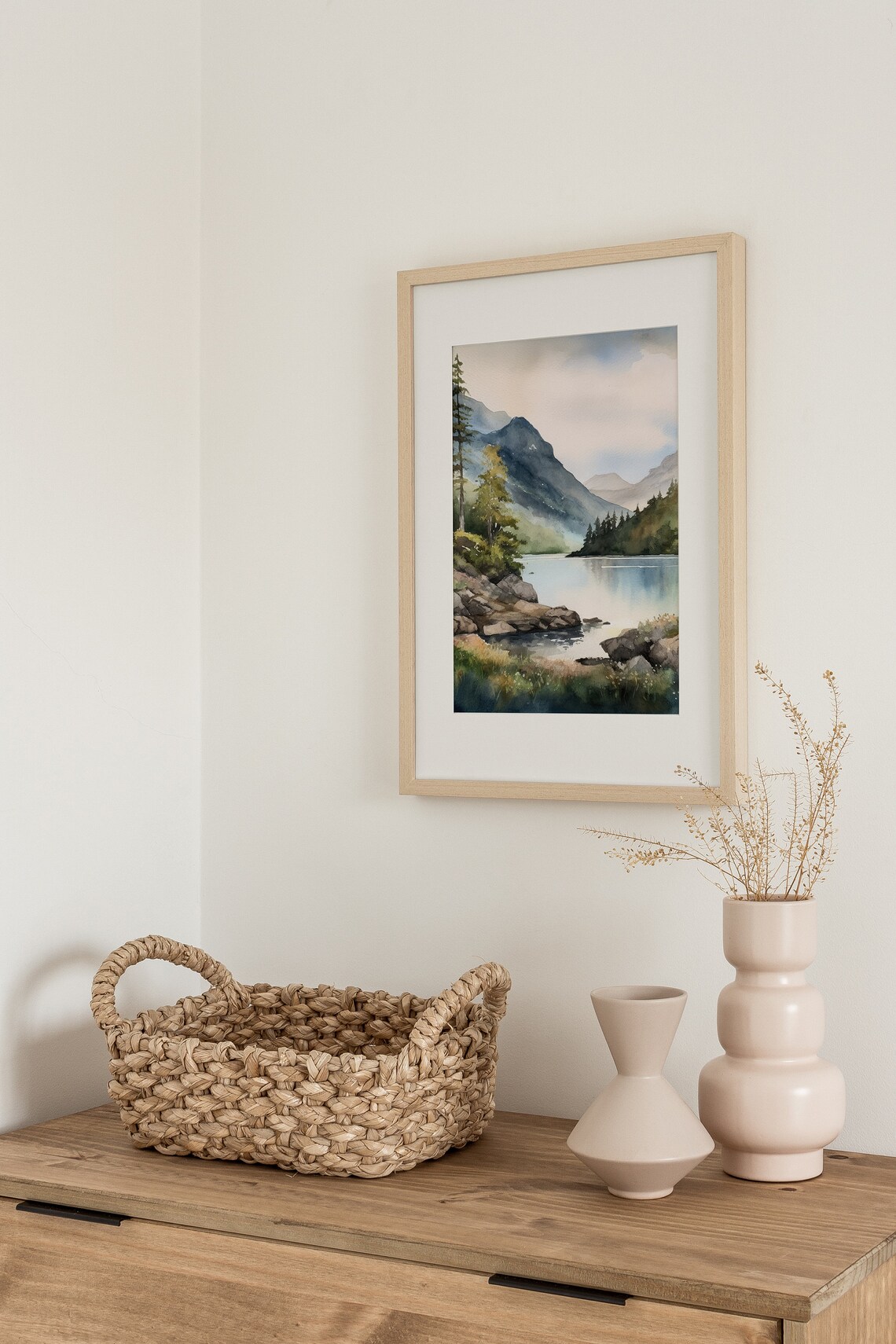 Lake District Watercolor Art Print, Mountain Lake - Image 5