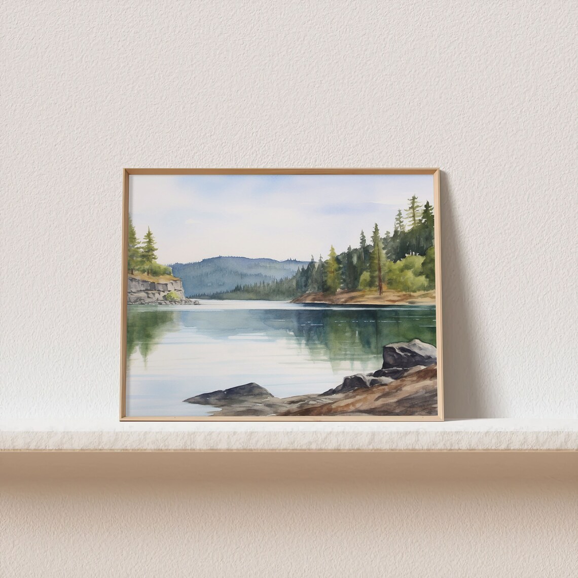 Idaho Watercolor Art Print, Lake Coeur Dalene - Image 2