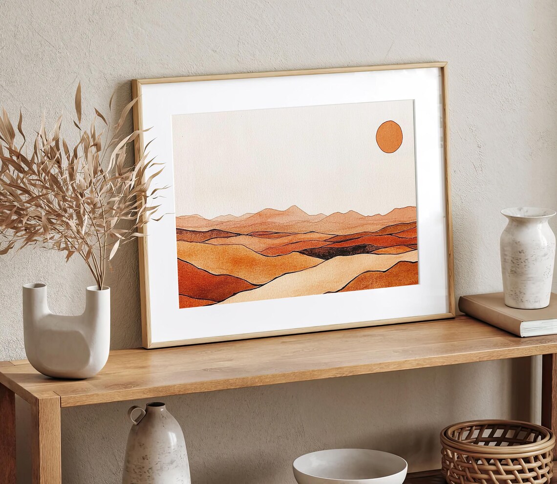 Minimalist Desert Painting Sedona Arizona Watercolor Art Print Rocky Landscape Wall Art Southwestern Print - Image 2