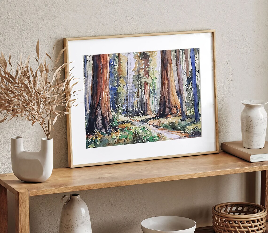Sequoia National Park Watercolor Art Print - Image 3