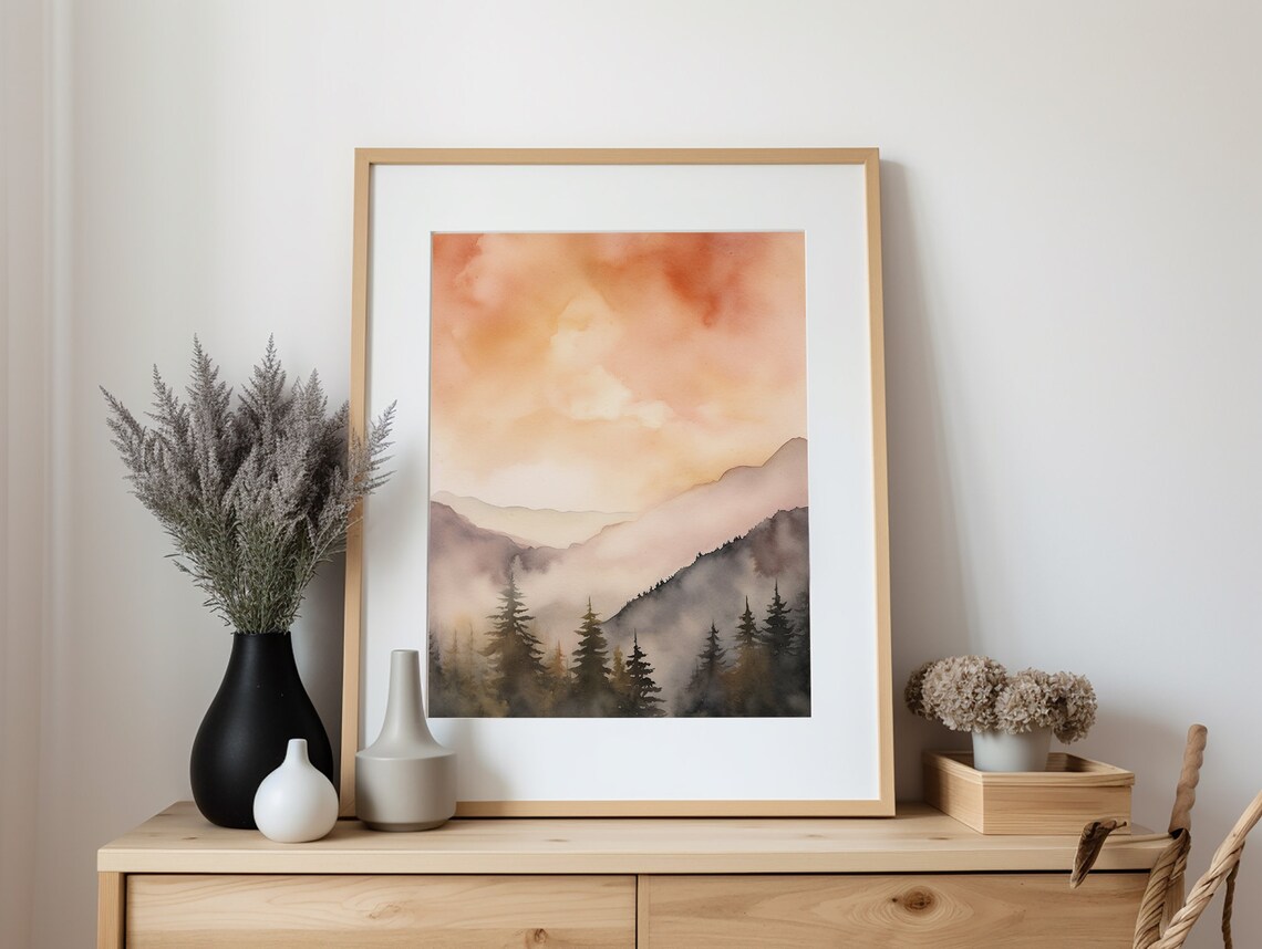 Great Smoky Mountains Painting Sunset Wall Art Print - Image 5