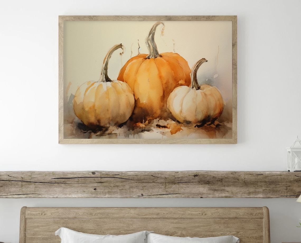 Pumpkin Watercolor Art Print, Farmhouse Autumn Decor - Image 2