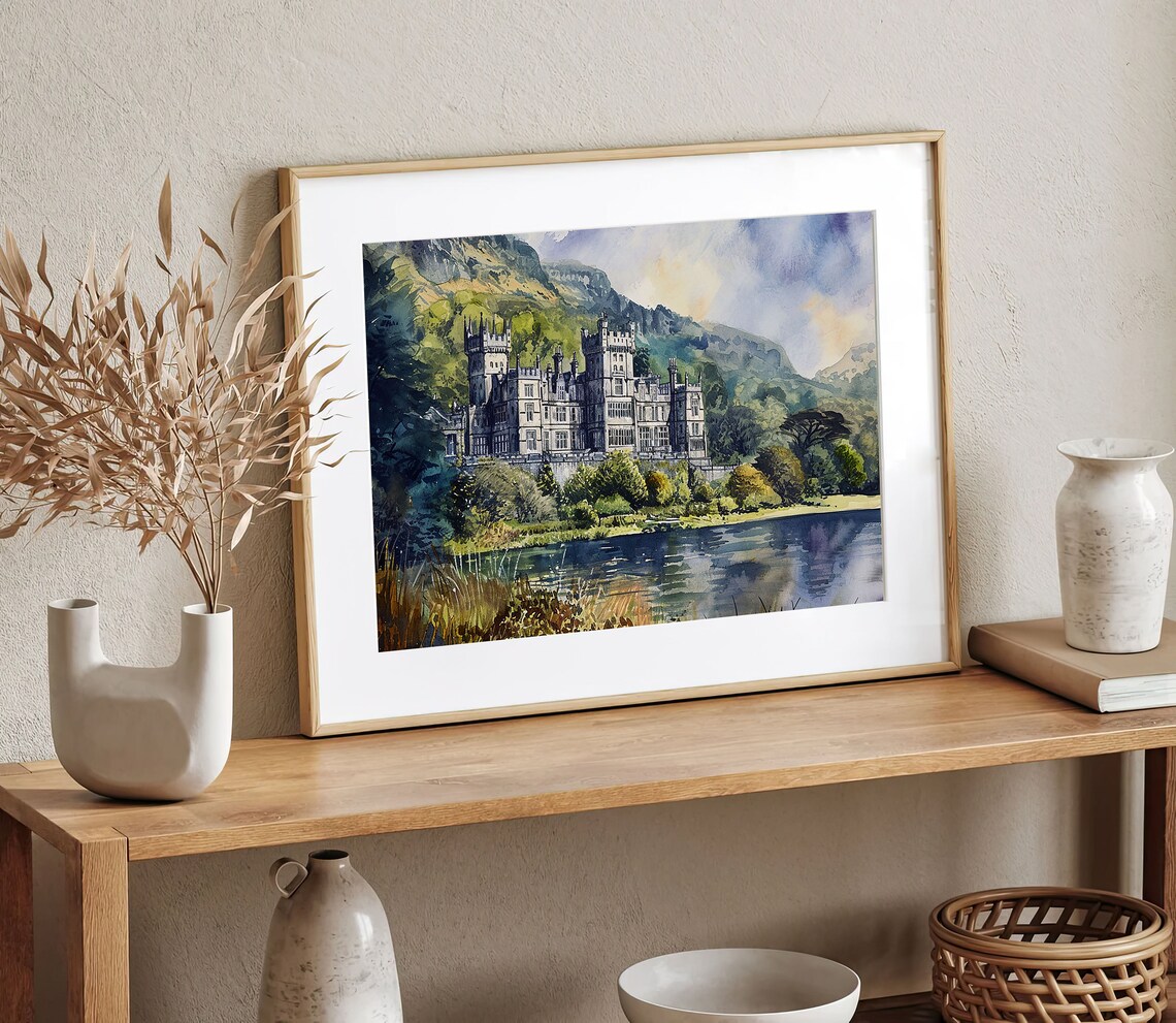 Kylemore Abbey Watercolor Art Print, Galway Travel Poster - Image 5