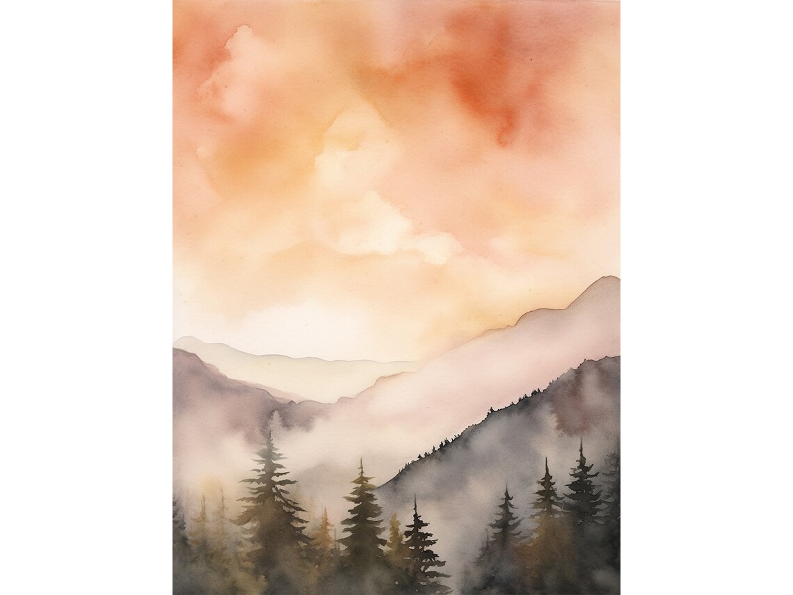 Great Smoky Mountains Painting Sunset Wall Art Print