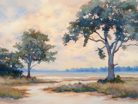 Marsh Painting Kiawah Island Watercolor Art Print Lowcountry Landscape Wall Art Salt Marsh Artwork South Carolina Poster