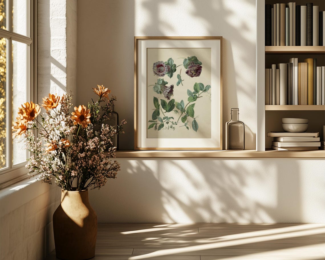 Burgundy Bell Flower Climbing Vine Botanical Study Illustration Poster - Image 6