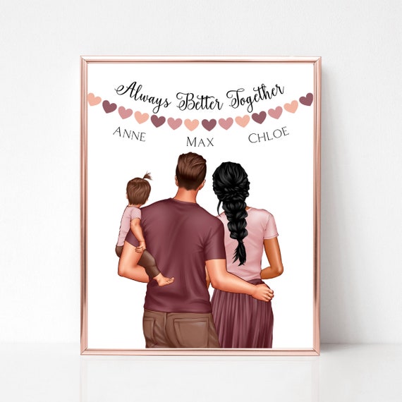 Always Better Together Family Portrait Heart Garland Keepsake Poster