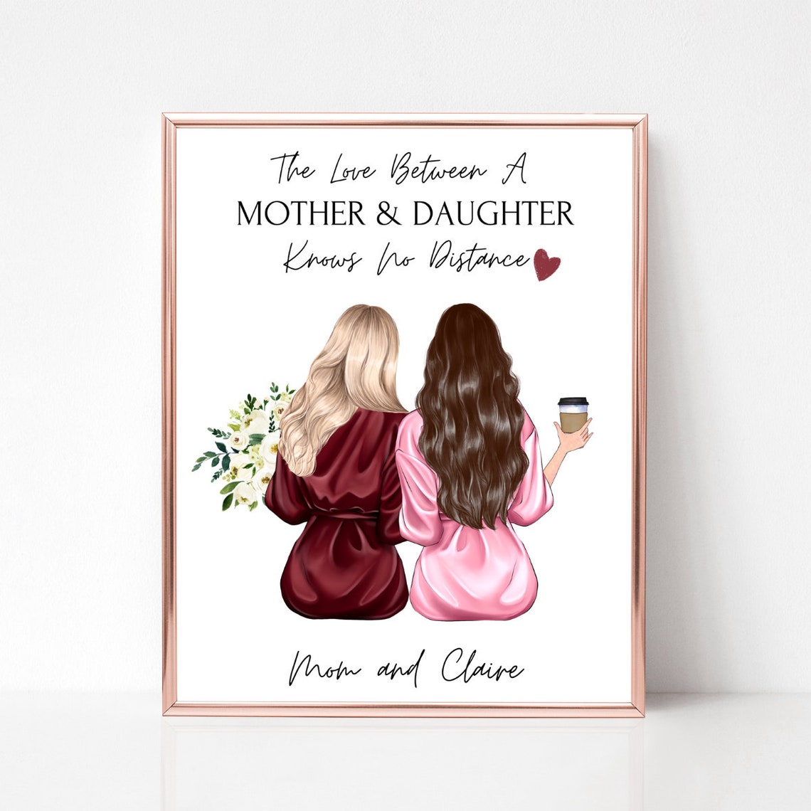 Personalized Long Distance Mother Daughter Print Knows No Distance - Image 3