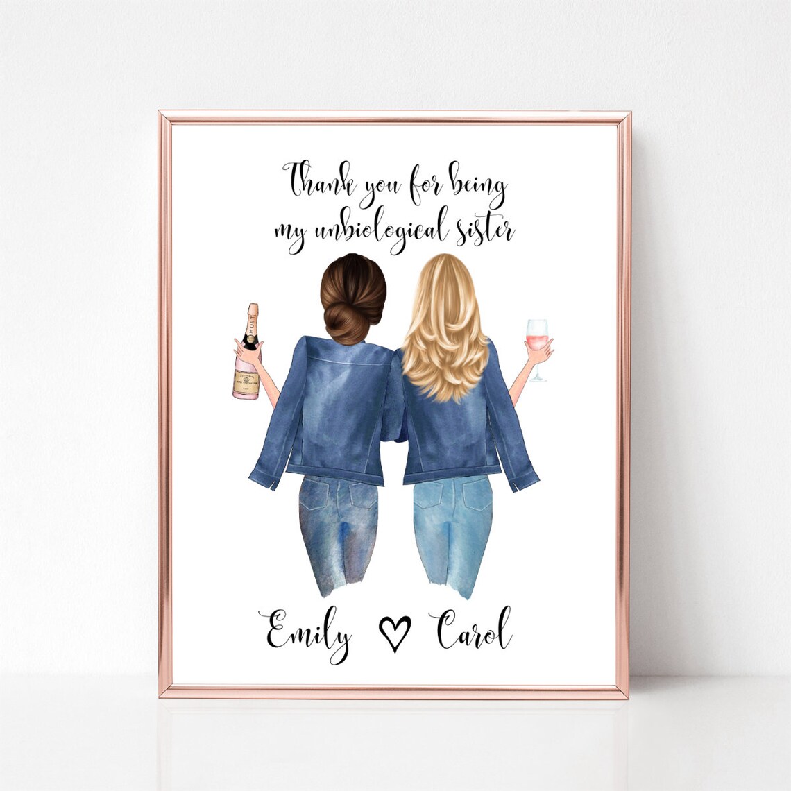 Thank You for Being My Unbiological Sister Friendship Gift Poster