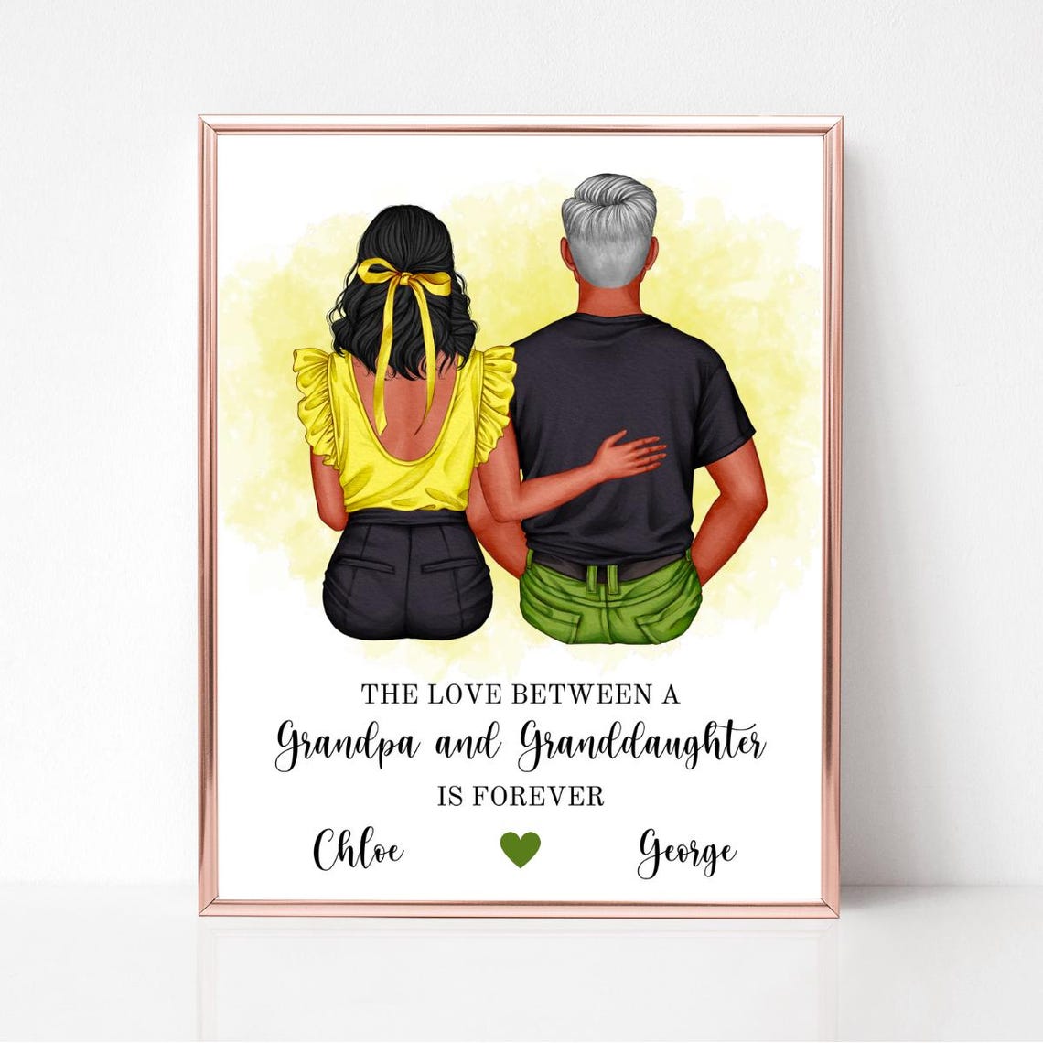 Grandfather With Granddaughter Portrait Personalized Print For Grandpa Gift From Adult Granddaughter Granddad Picture Fathers Day Gift - Image 4