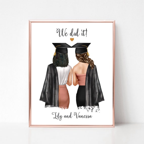 Personalized Best Friends Graduation Print We Did It Custom Gift Keepsake