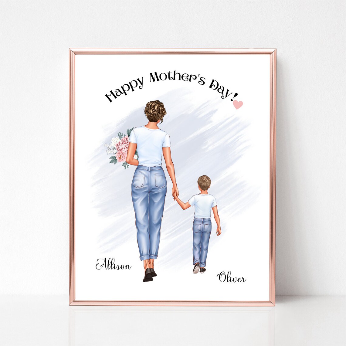 Happy Mothers Day Print Mother And Son Picture Mom And Preschool Child Print Mother Gift For Mothers Day Mum Gift From Son - Image 2