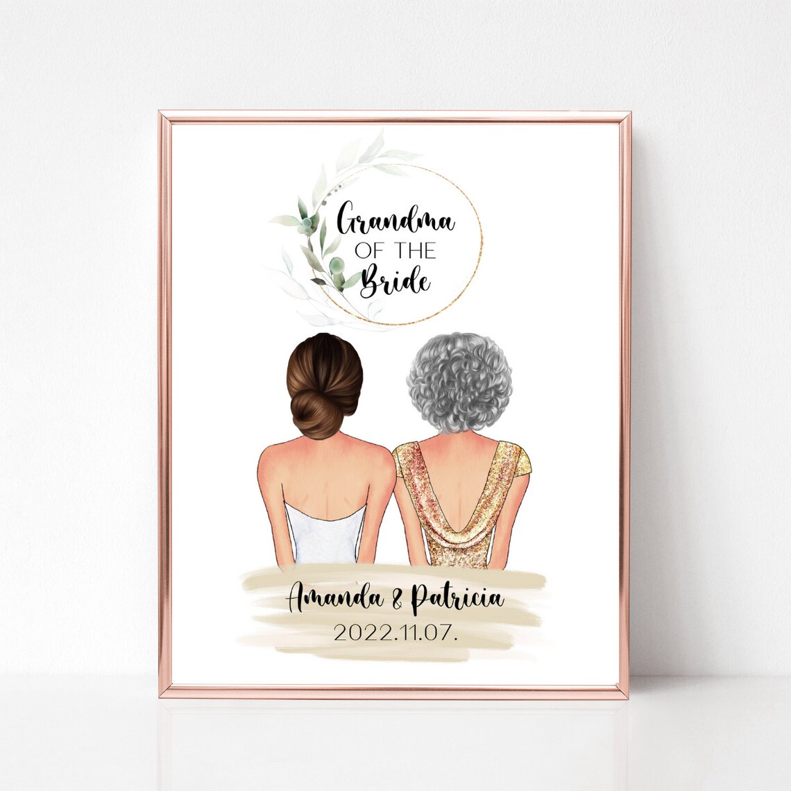 Grandma Of The Bride Custom Portrait Personalized Wedding Gift Poster For Her - Image 2