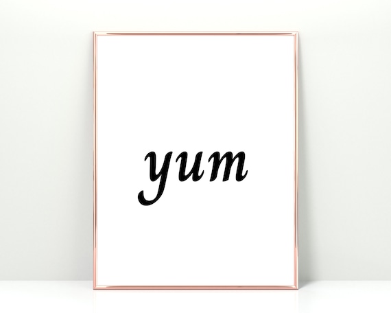 Yum Script Typography Minimalist Kitchen Cafe Wall Decor Poster