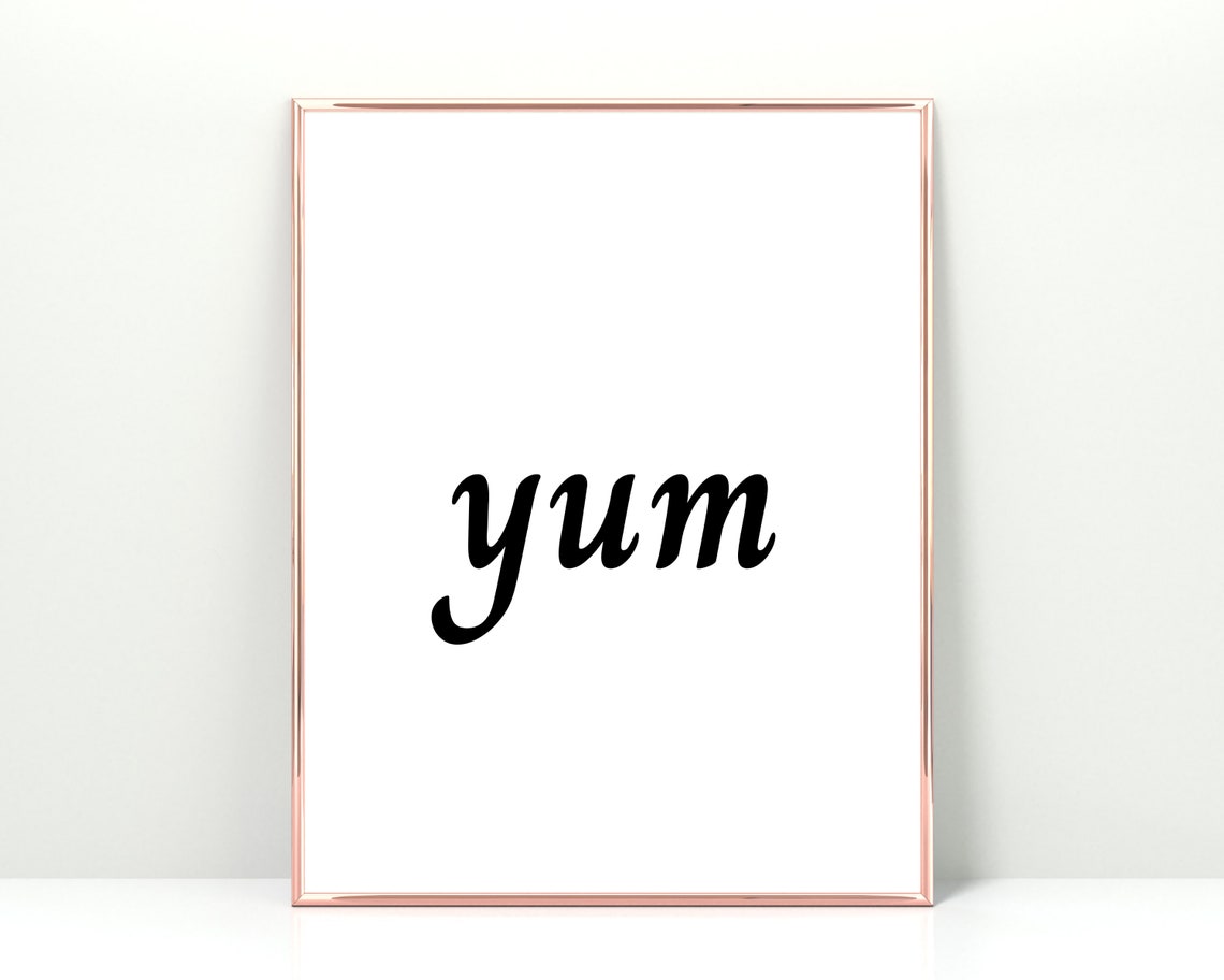 Yum Script Typography Minimalist Kitchen Cafe Wall Decor Poster