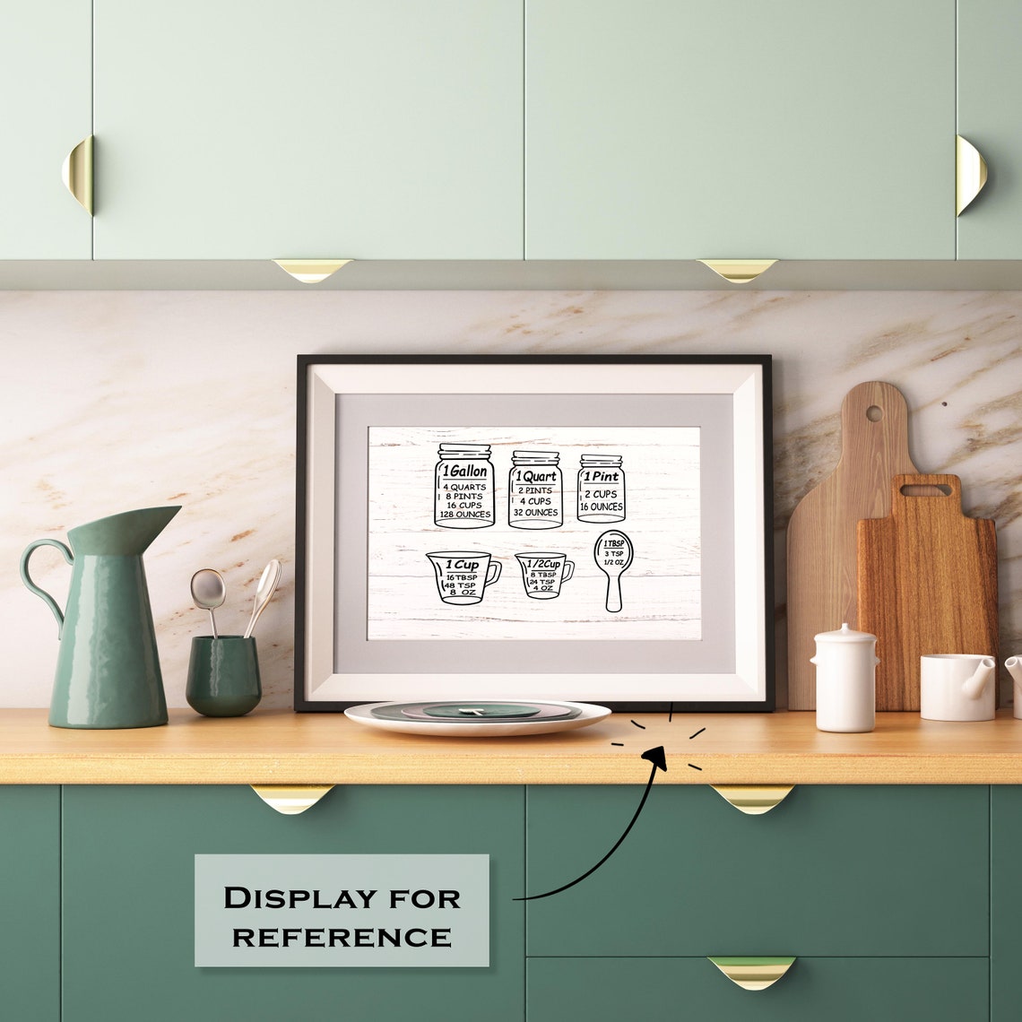 Kitchen Conversion Chart Mason Jars Measurement Guide Poster - Image 2