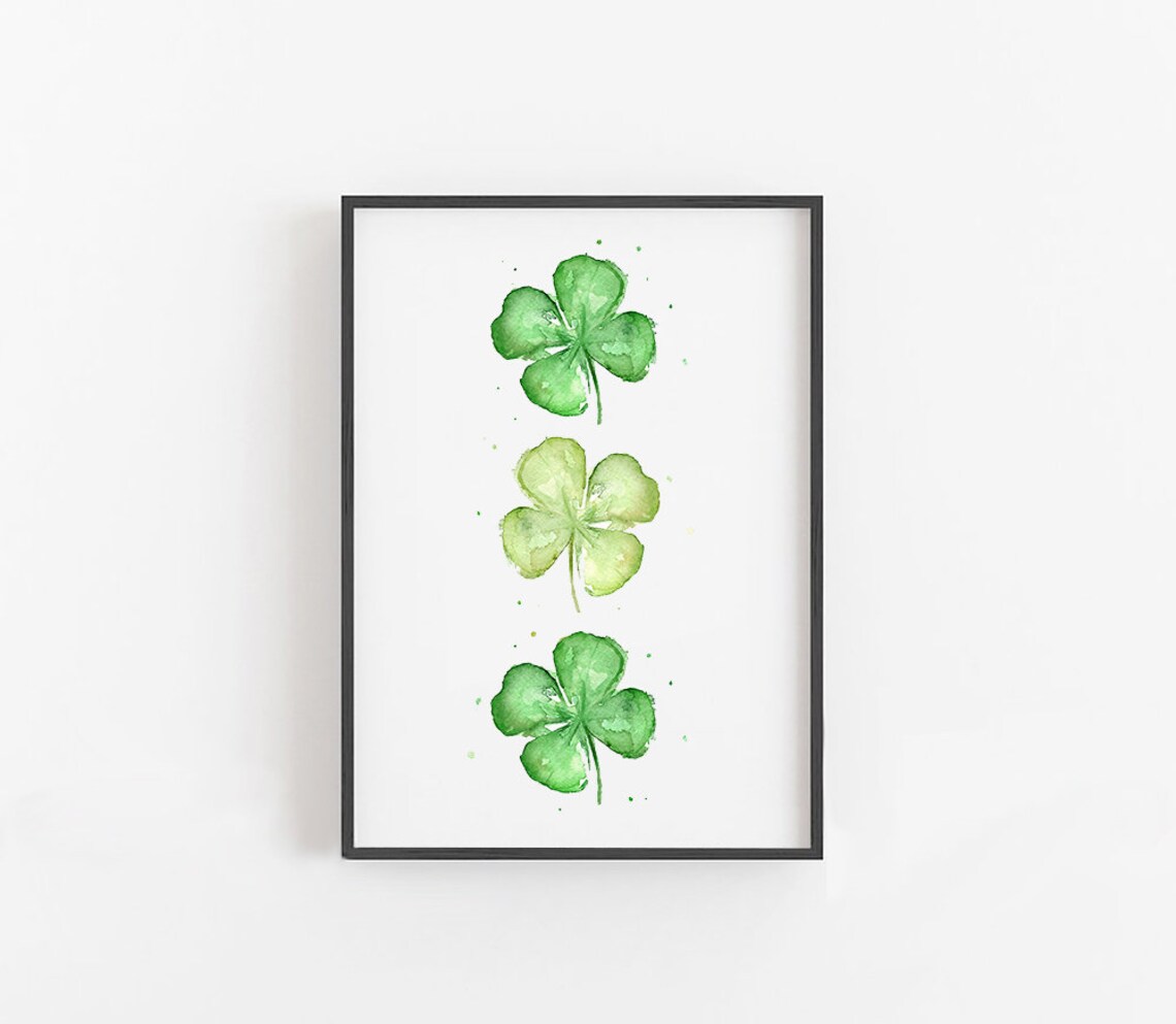 Three Four Leaf Clovers St. Patrick's Day Art Print - Image 2