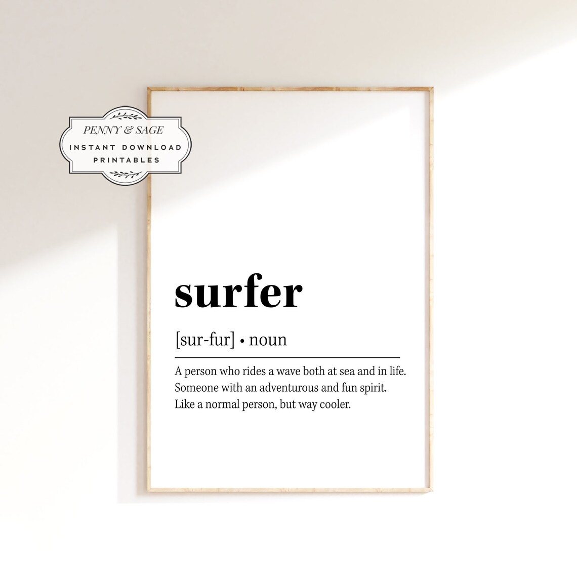 Surfer Definition Print, Surf Decor Wall Art