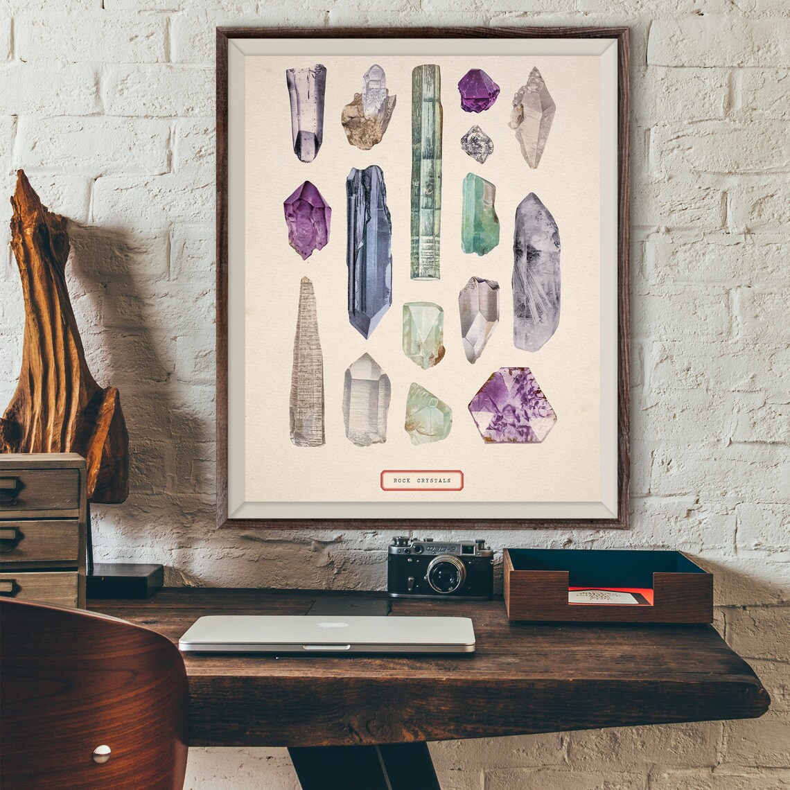 Vintage Rock Crystals Chart Art Print, Minerals