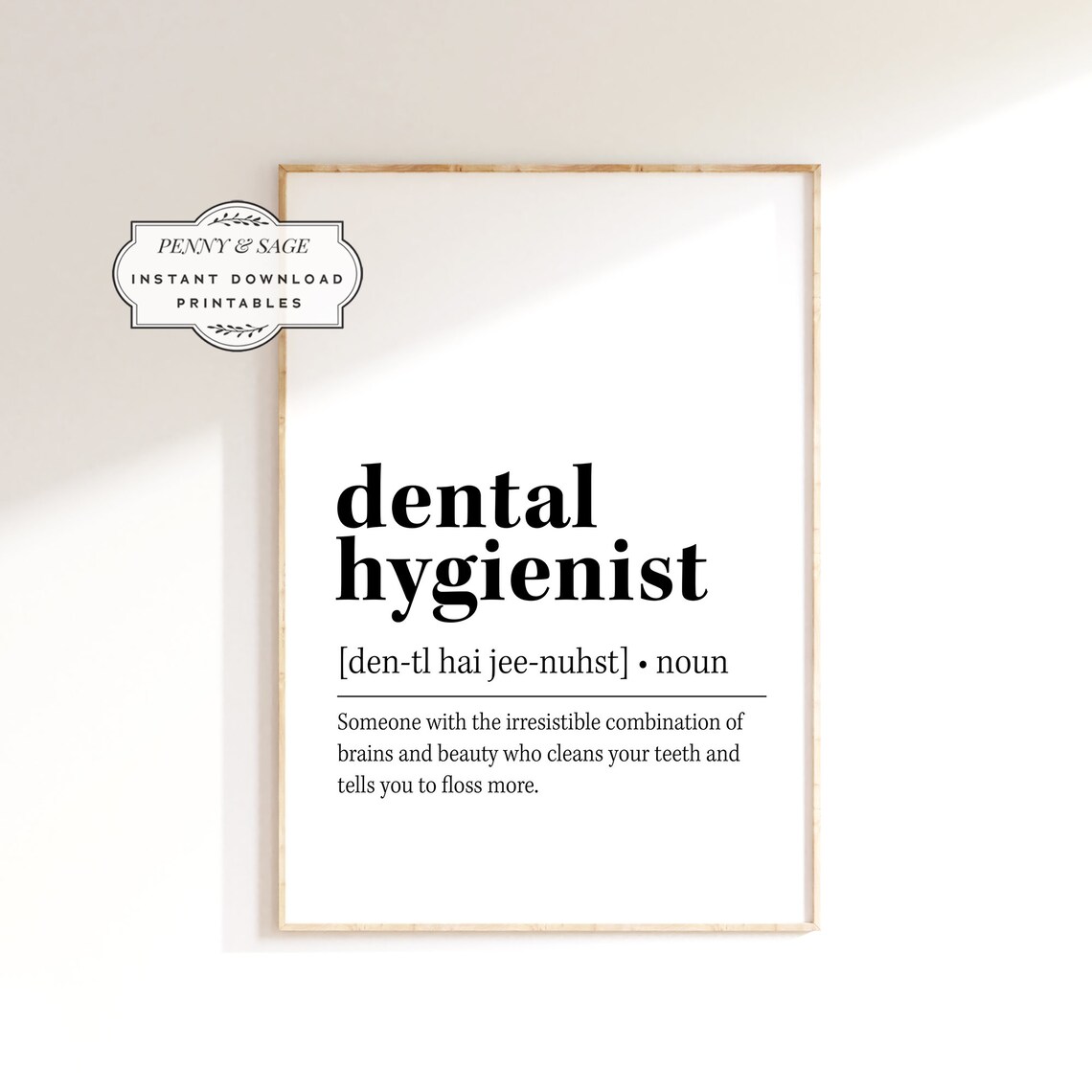 Dental Hygienist Definition Art Print, Office Decor